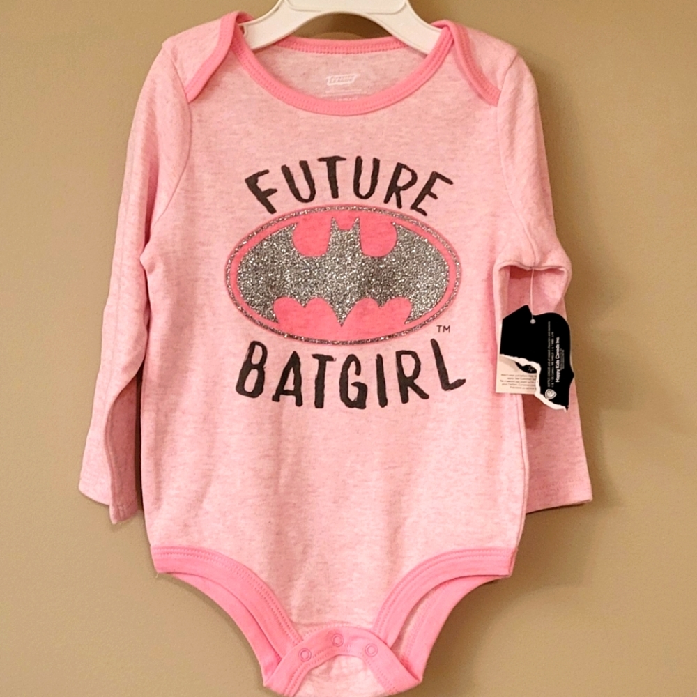 NWT "Future Batgirl" pink long sleeved onesie/bodysuit
